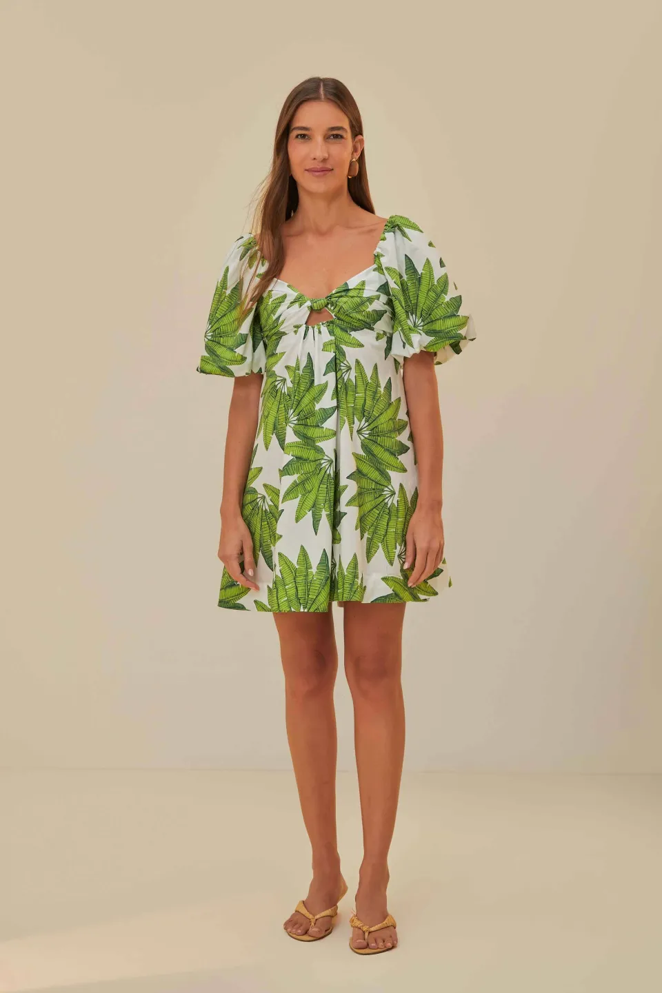 FARM Rio Off-White Palms Fan Mini Dress Sale