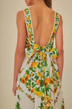 FARM Rio Off-White Papaya Salad Scarf LENZING™ ECOVERO™ Euroflax™ Maxi Dress Hot