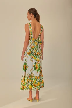 FARM Rio Off-White Papaya Salad Scarf LENZING™ ECOVERO™ Euroflax™ Maxi Dress Hot