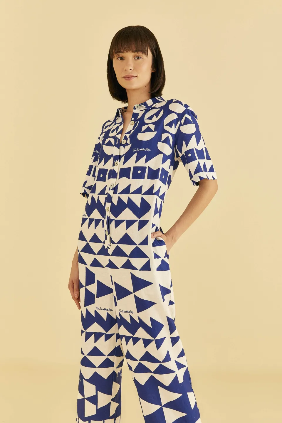 FARM Rio Off-White Pitta Tiles Jumpsuit Online