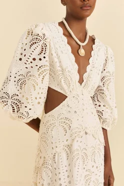 FARM Rio Off-White Richelieu Midi Dress Best