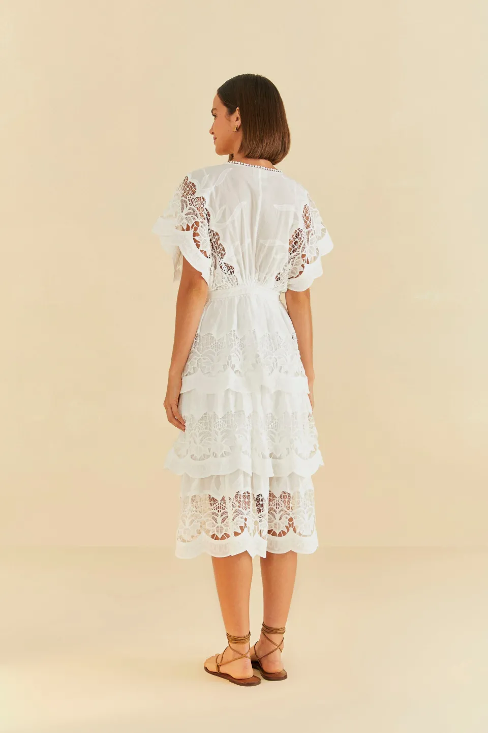 FARM Rio Off-White Richelieu Midi Dress Discount