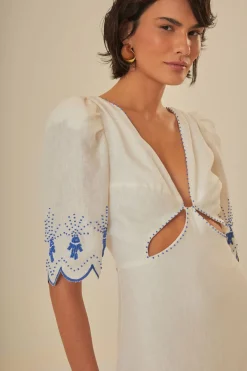 FARM Rio Off-White Sea Of Fish Embroidered Midi Dress Discount