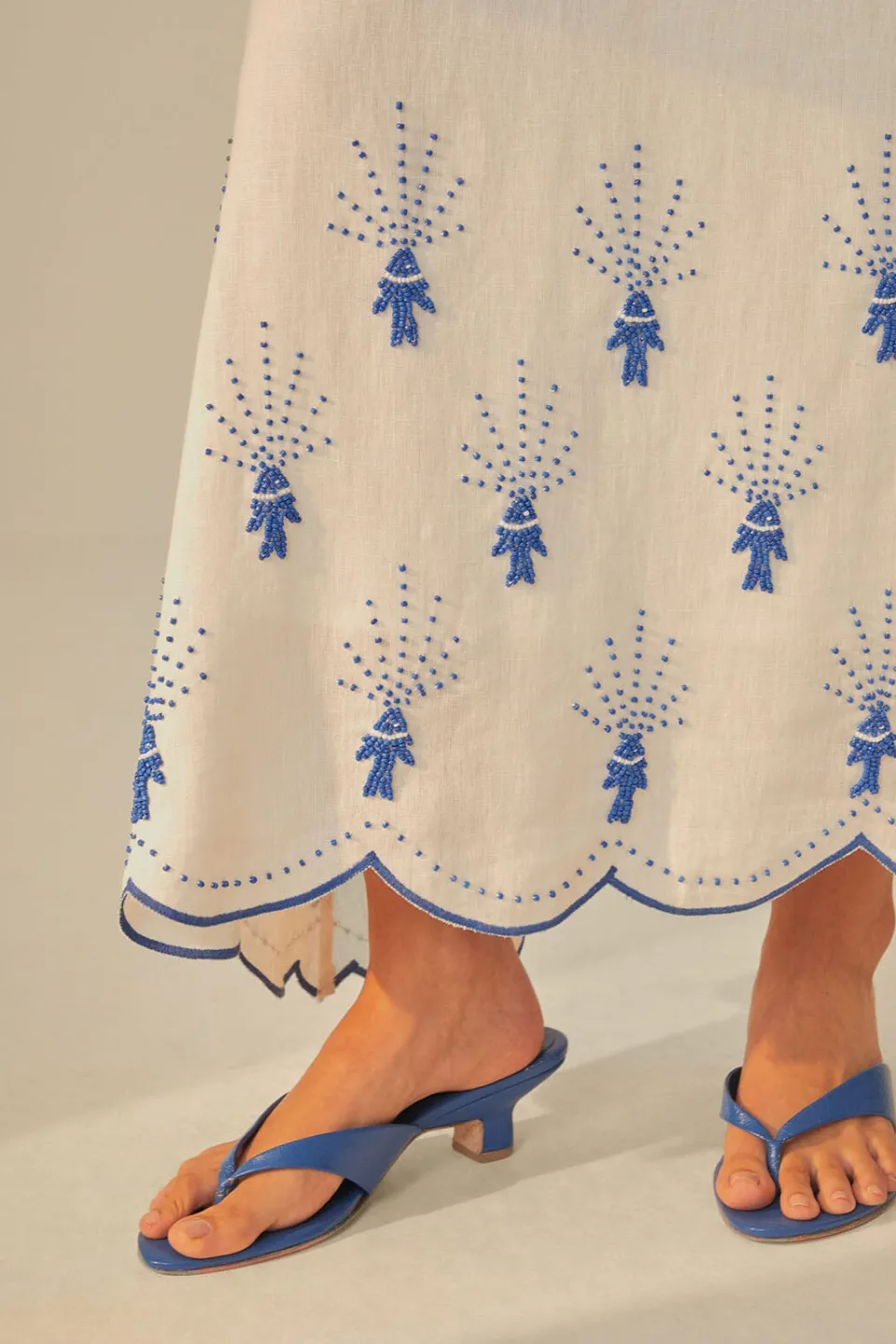 FARM Rio Off-White Sea Of Fish Embroidered Midi Dress Discount