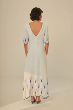 FARM Rio Off-White Sea Of Fish Embroidered Midi Dress Discount