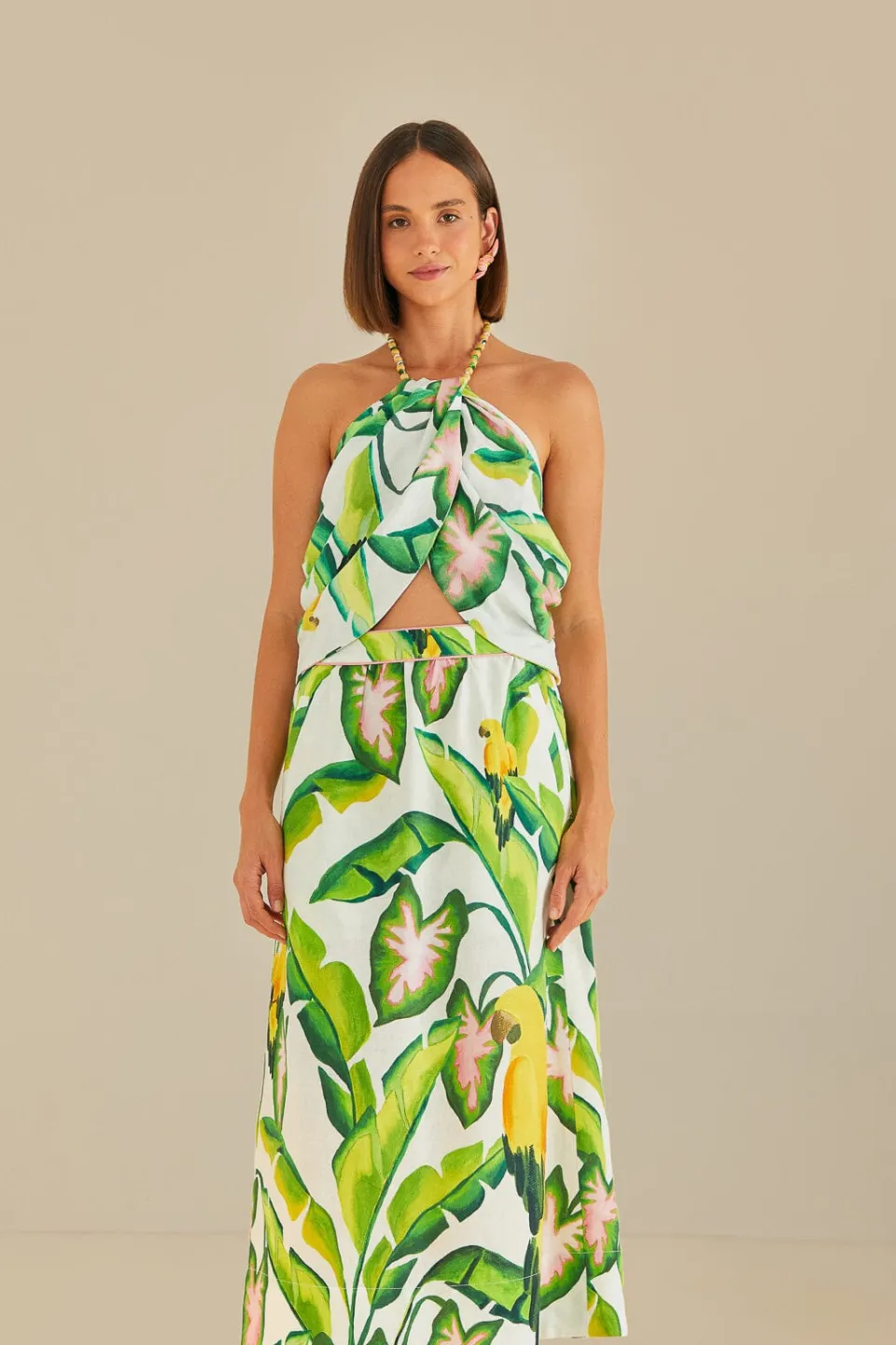 FARM Rio Off-White Summer Foliage Skirt Discount