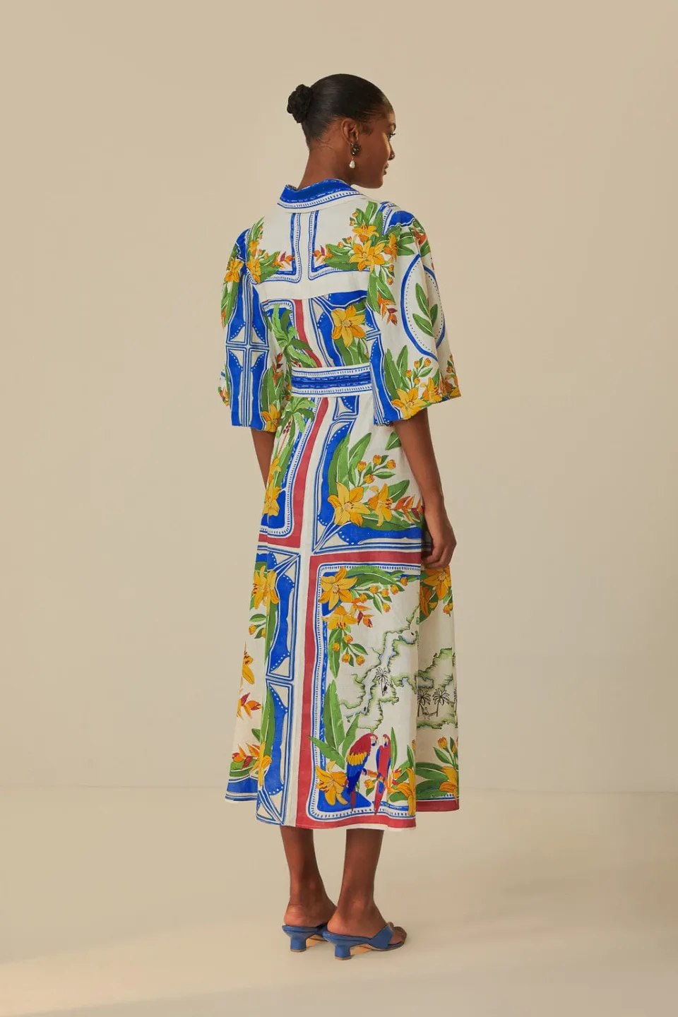 FARM Rio Off-White Tropical Destination Midi Dress Discount