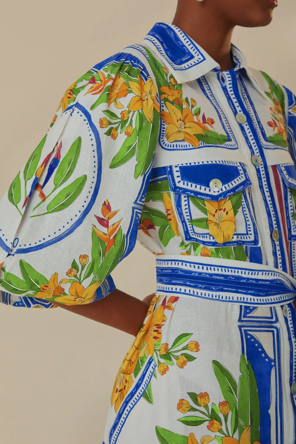 FARM Rio Off-White Tropical Destination Midi Dress Discount