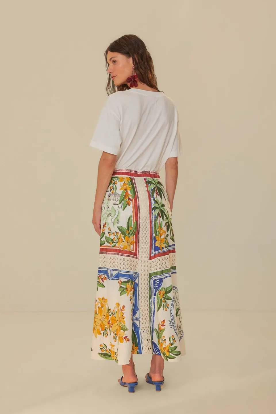 FARM Rio Off-White Tropical Destination LENZING™ ECOVERO™ Euroflax™ Midi Skirt Online