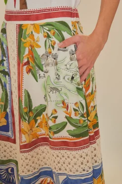 FARM Rio Off-White Tropical Destination LENZING™ ECOVERO™ Euroflax™ Midi Skirt Online
