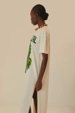 FARM Rio Off-White Tropical Organic Cotton T-Shirt Dress Discount