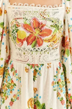 FARM Rio Off-White Tropical Romance Scarf Mini Dress