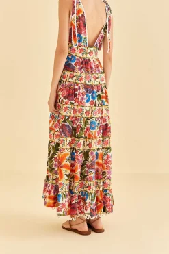 FARM Rio Off-White Tropical Yard Sleeveless Midi Dress