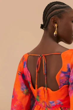 FARM Rio Orange Bouquet Ikat Brocade Mini Dress Sale