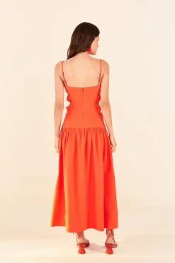 FARM Rio Orange Cut Out Midi Dress Outlet
