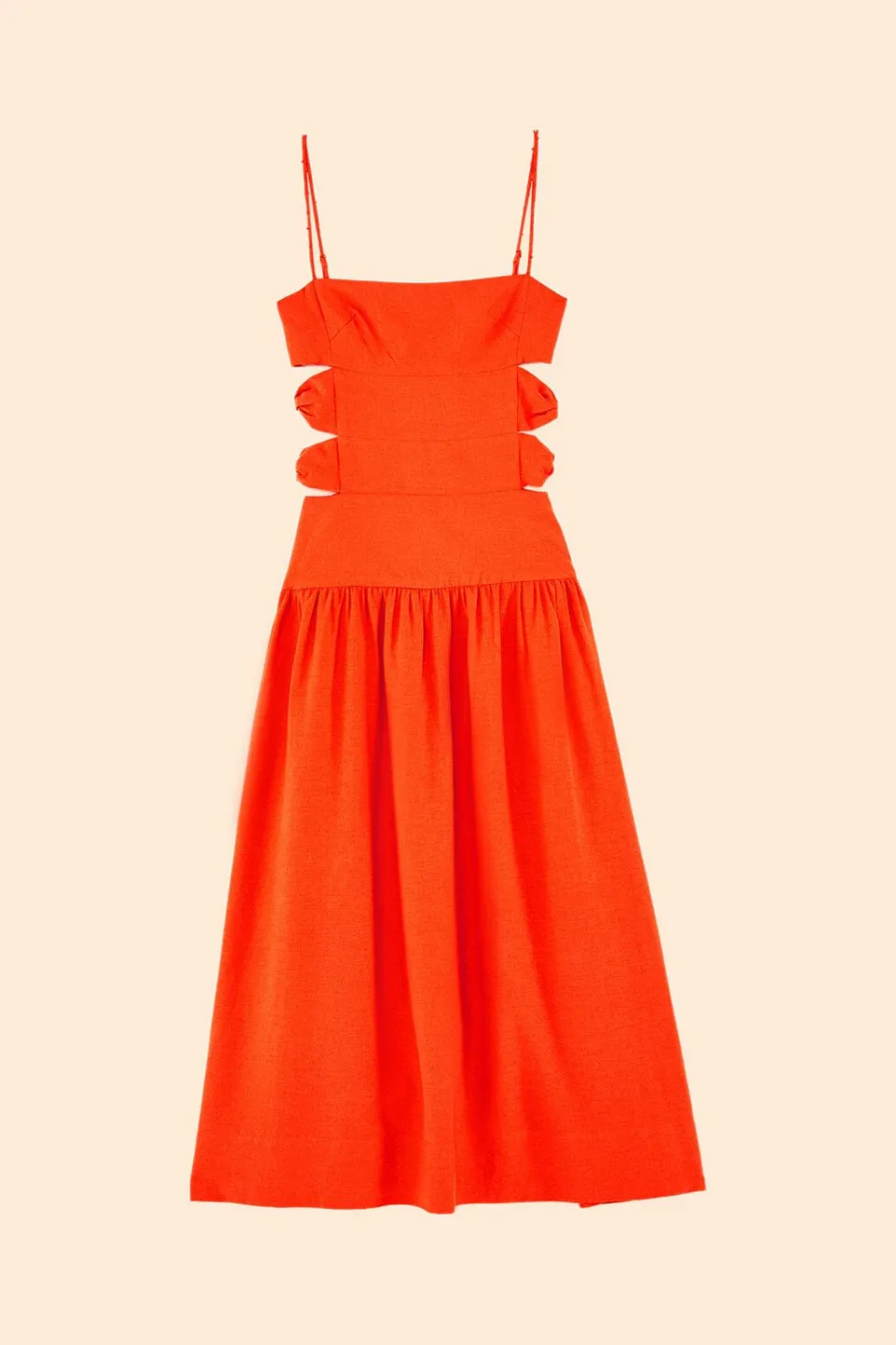 FARM Rio Orange Cut Out Midi Dress Outlet