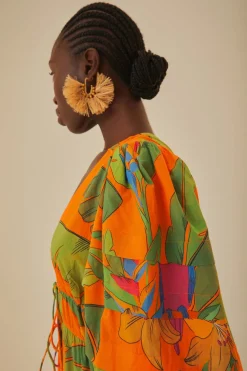 FARM Rio Orange Fresh Macaws Midi Dress Online