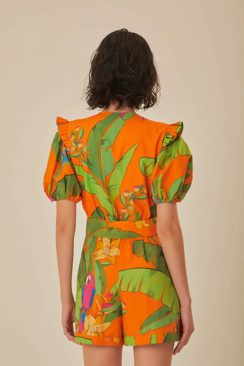 FARM Rio Orange Fresh Macaws Romper Hot