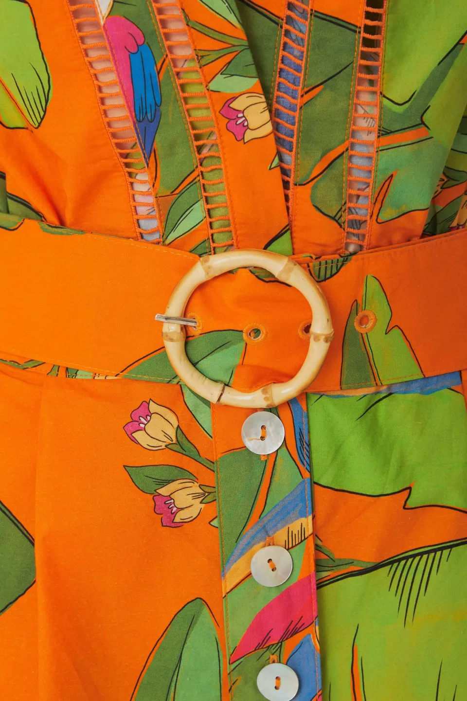 FARM Rio Orange Fresh Macaws Romper Hot
