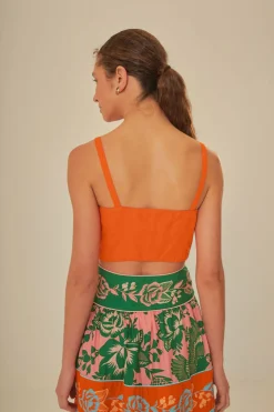 FARM Rio Orange Front Bow Top Discount
