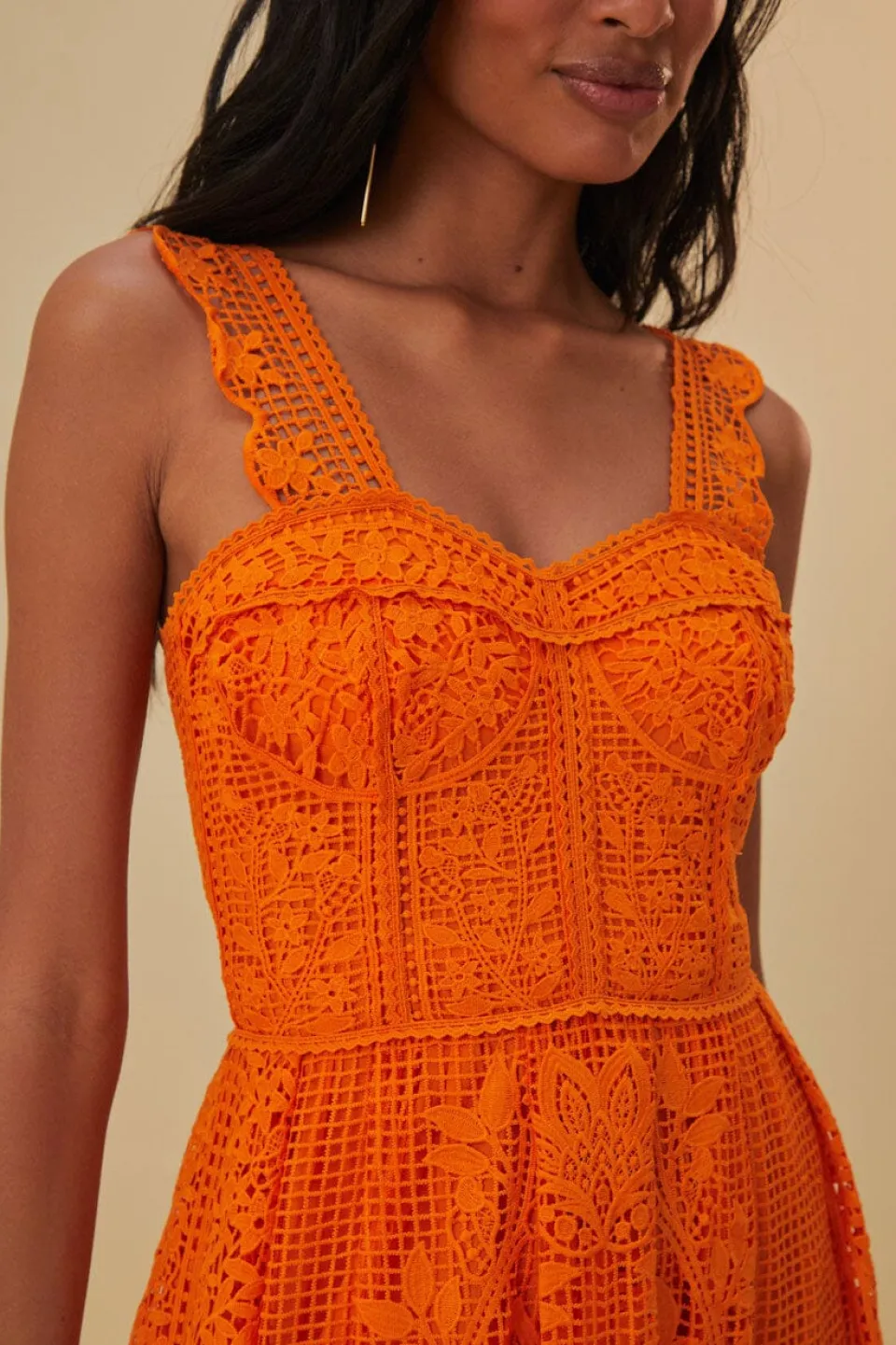 FARM Rio Orange Guipure Sleeveless Maxi Dress Online