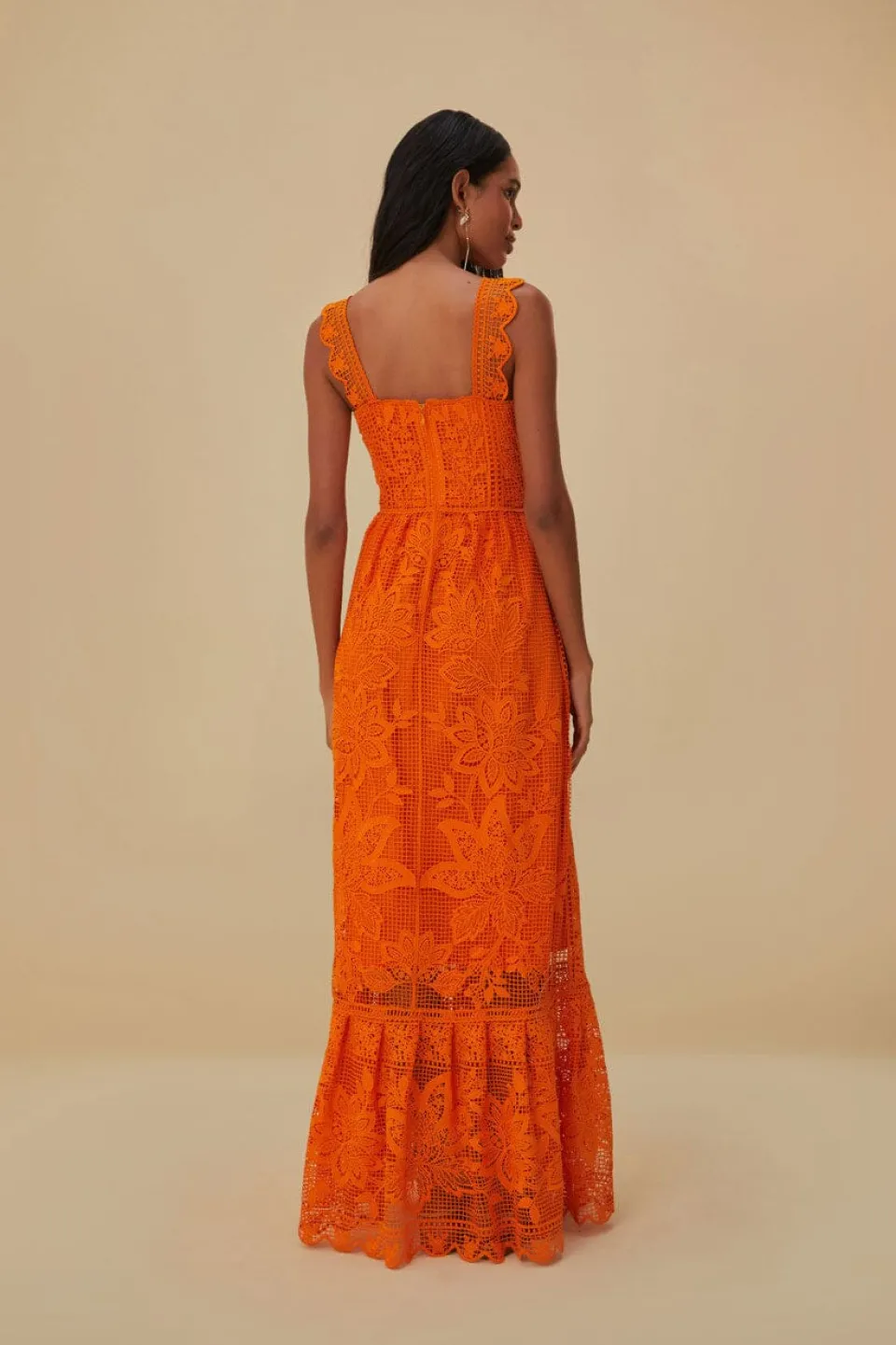 FARM Rio Orange Guipure Sleeveless Maxi Dress Online