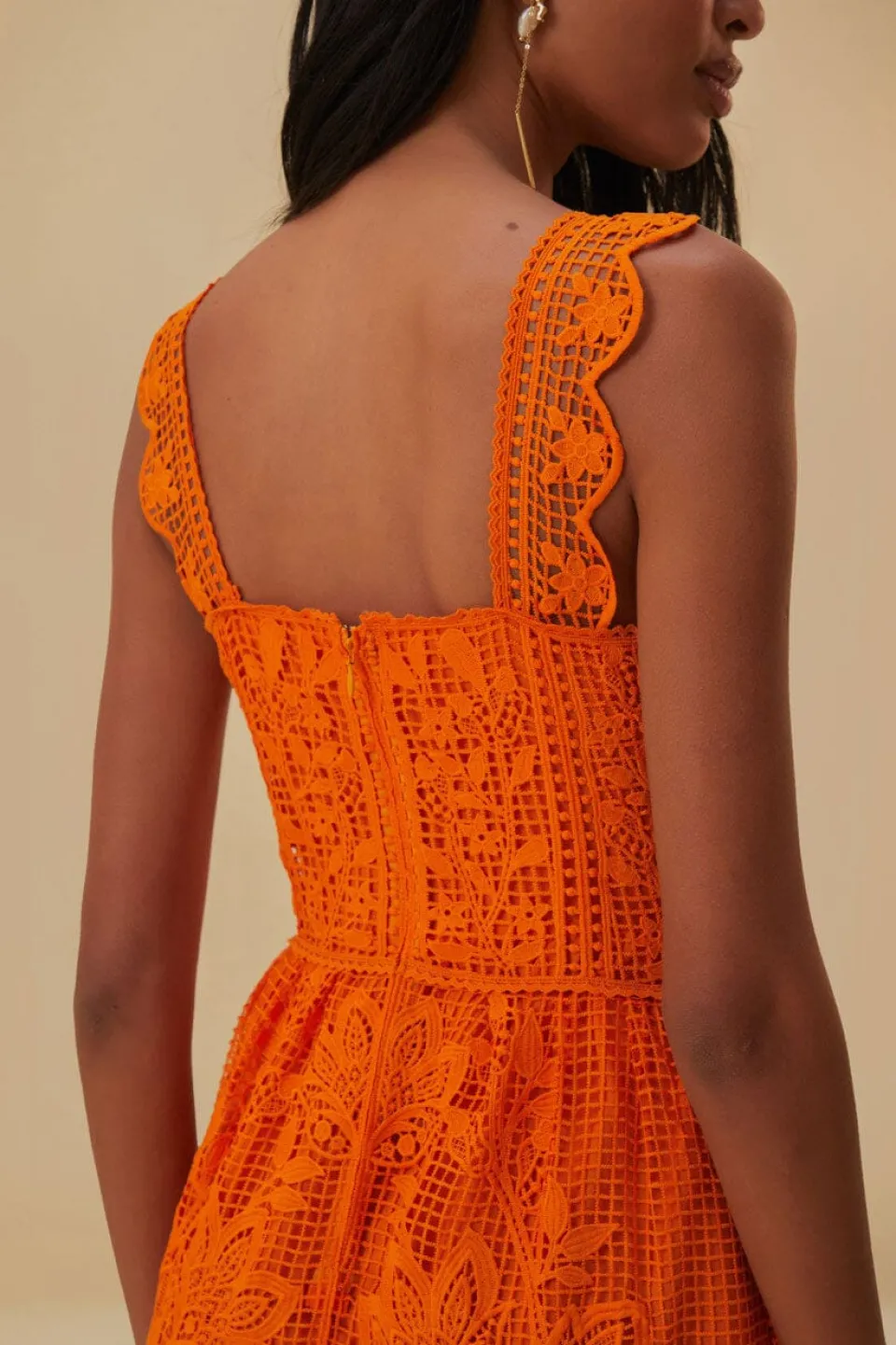 FARM Rio Orange Guipure Sleeveless Maxi Dress Online