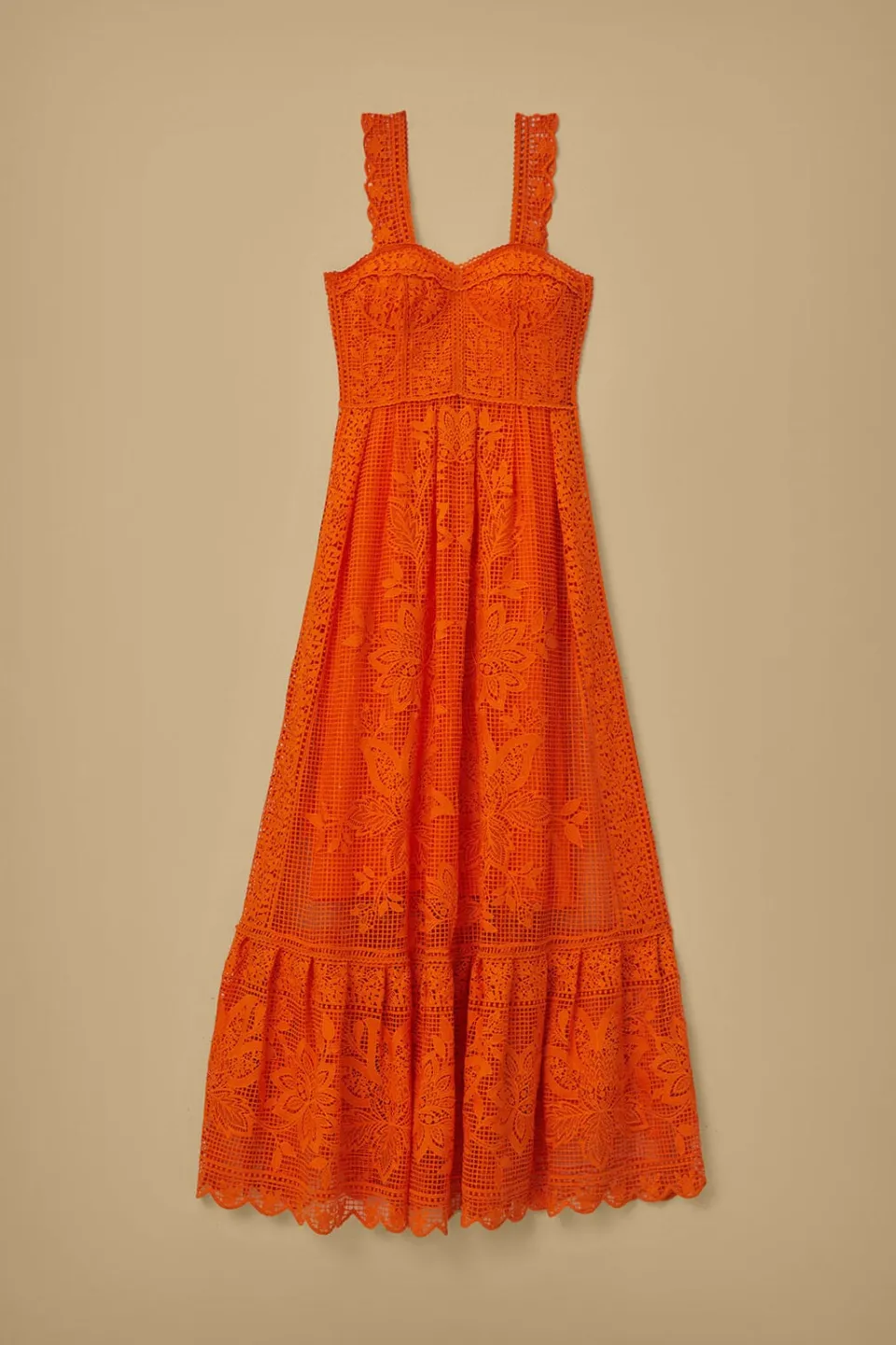 FARM Rio Orange Guipure Sleeveless Maxi Dress Online