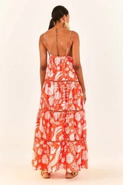 FARM Rio Orange Neon Jungle Maxi Dress New