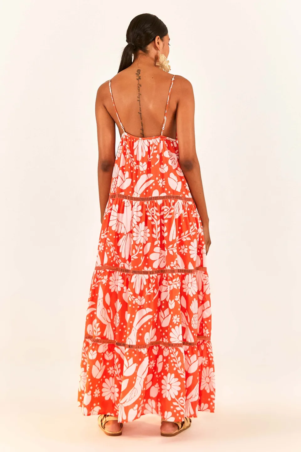 FARM Rio Orange Neon Jungle Maxi Dress New