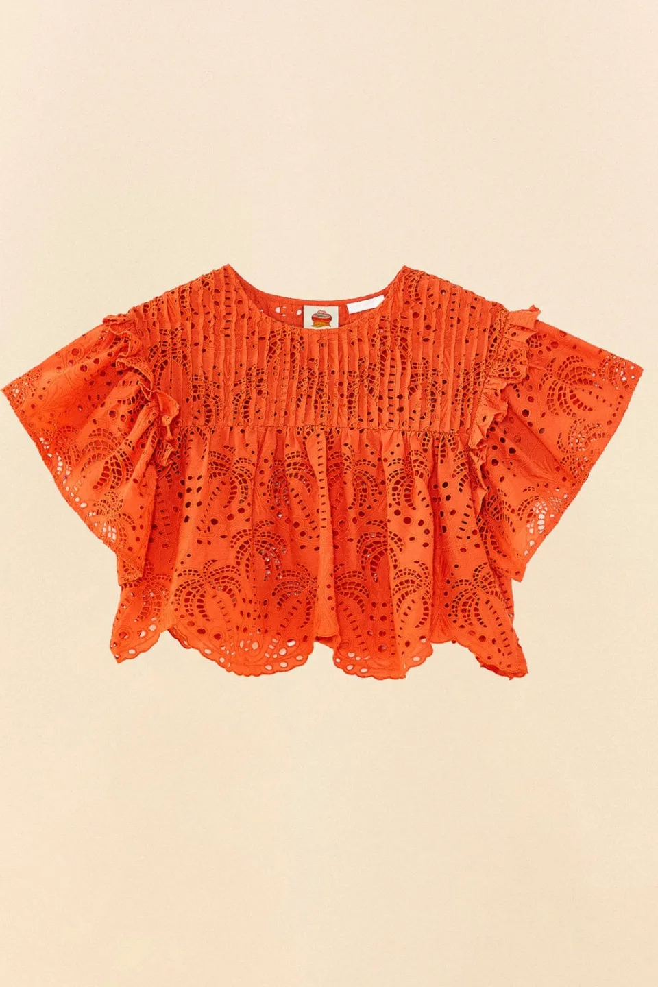FARM Rio Orange Palm Tree Richelieu Blouse
