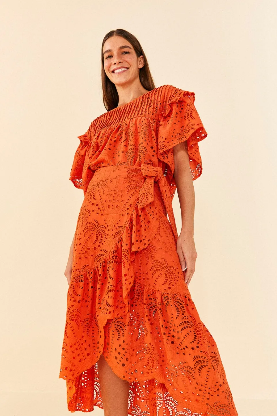FARM Rio Orange Palm Tree Richilier Mini Skirt Discount