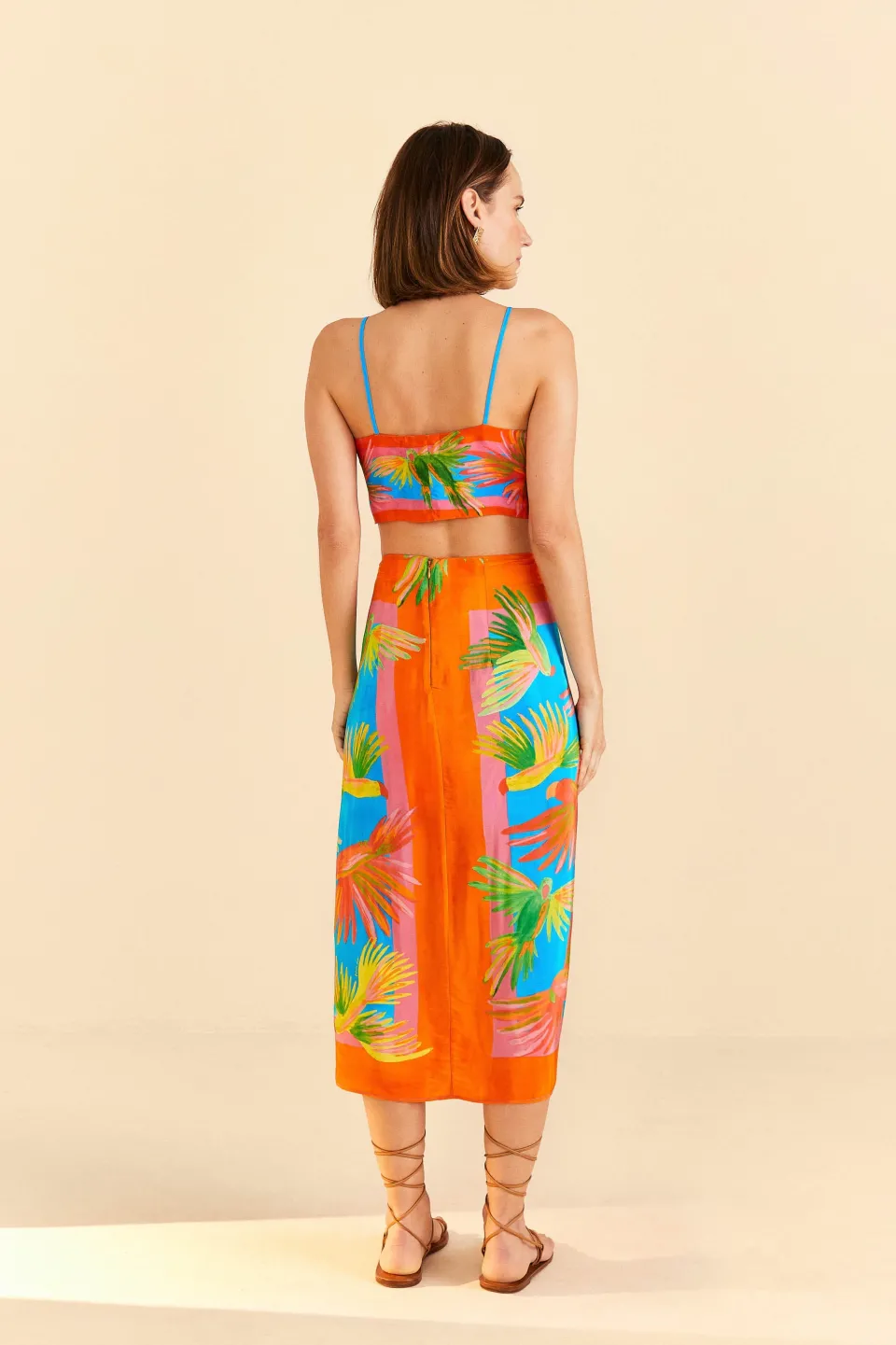 FARM Rio Painted Birds Scarf Midi Skirt Discount
