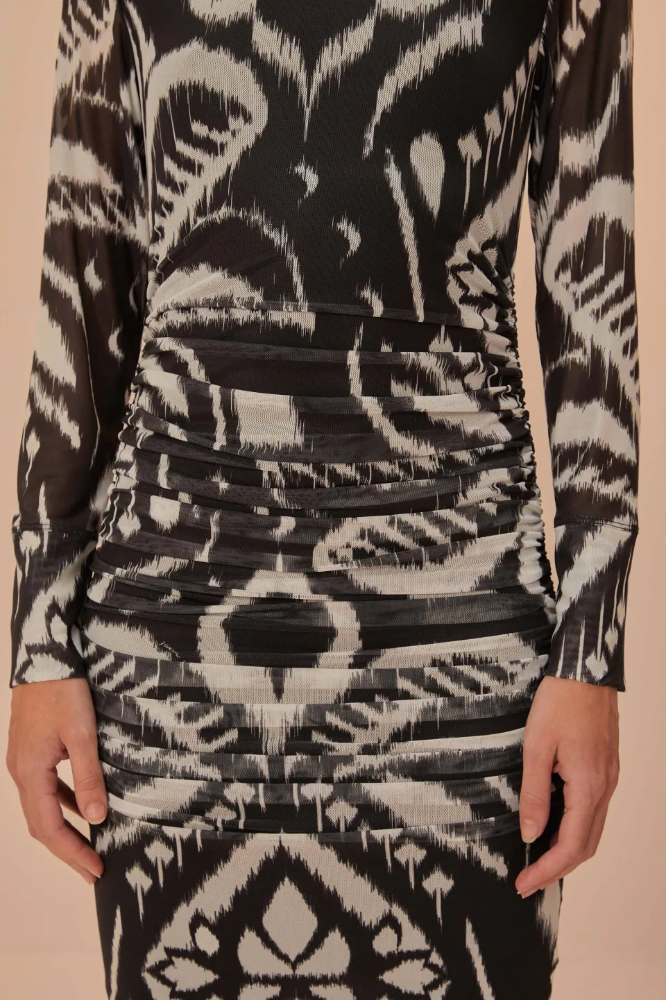 FARM Rio Pineapple Ikat Black Tulle Midi Dress Hot