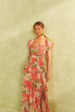 FARM Rio Pink Blooming Floral Maxi Dress Clearance
