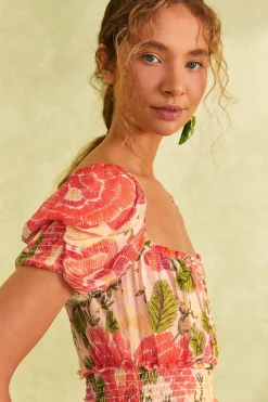 FARM Rio Pink Blooming Floral Maxi Dress Clearance