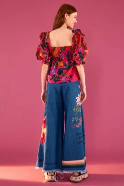 FARM Rio PINK BLOUSE | Pop Leopards Print New