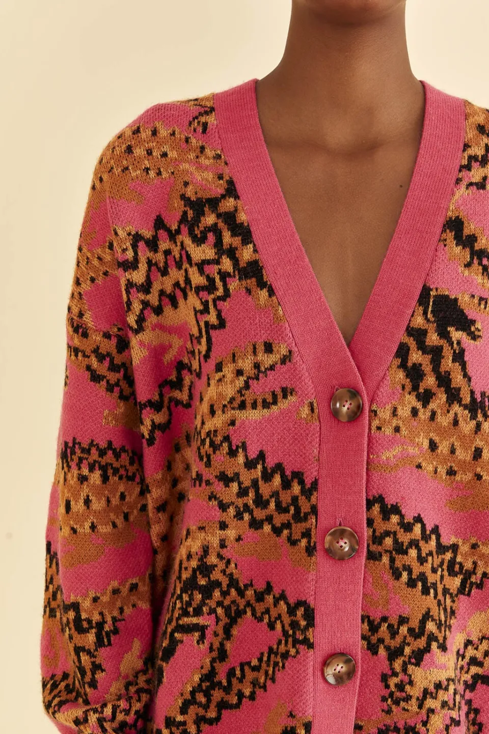 FARM Rio Pink Croco Knit Cardigan Clearance
