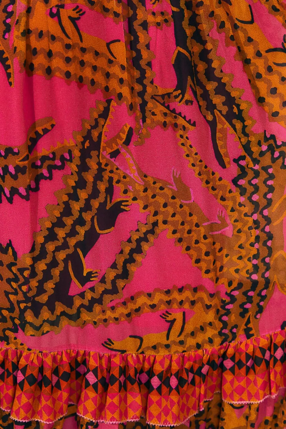 FARM Rio Pink Croco Short Sleeve Maxi Dress