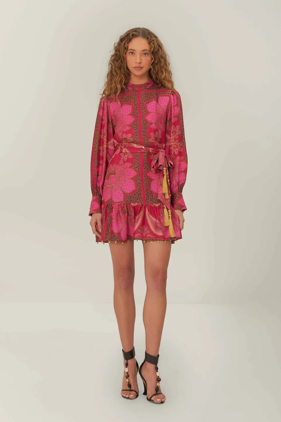 FARM Rio Pink Floral Glam Scarf LENZING™ ECOVERO™ Mini Dress Discount