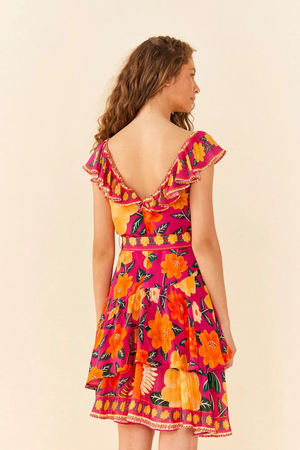 FARM Rio Pink Flowers Tapestry Mini Dress Outlet