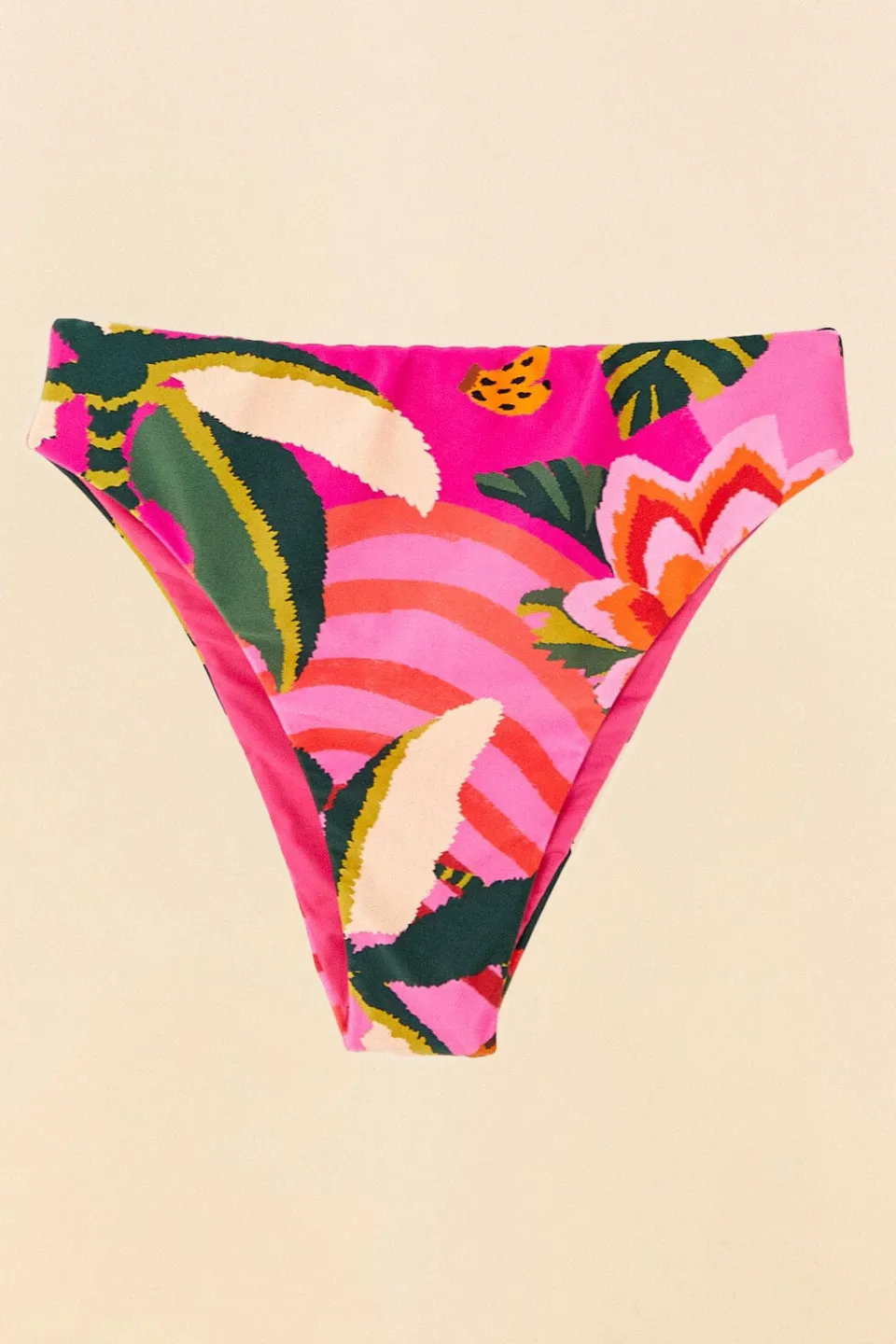 FARM Rio Pink Leopard Forest High Waisted Bikini Bottom Clearance