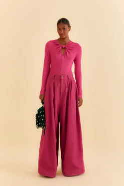 FARM Rio Pink Long Sleeve Bodysuit Discount