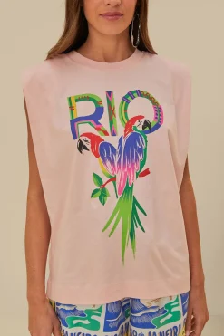 FARM Rio Pink Rio Shoulder Pad Organic Cotton T-Shirt Best