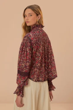 FARM Rio Purple Chelsea Garden Long Sleeve Blouse Best
