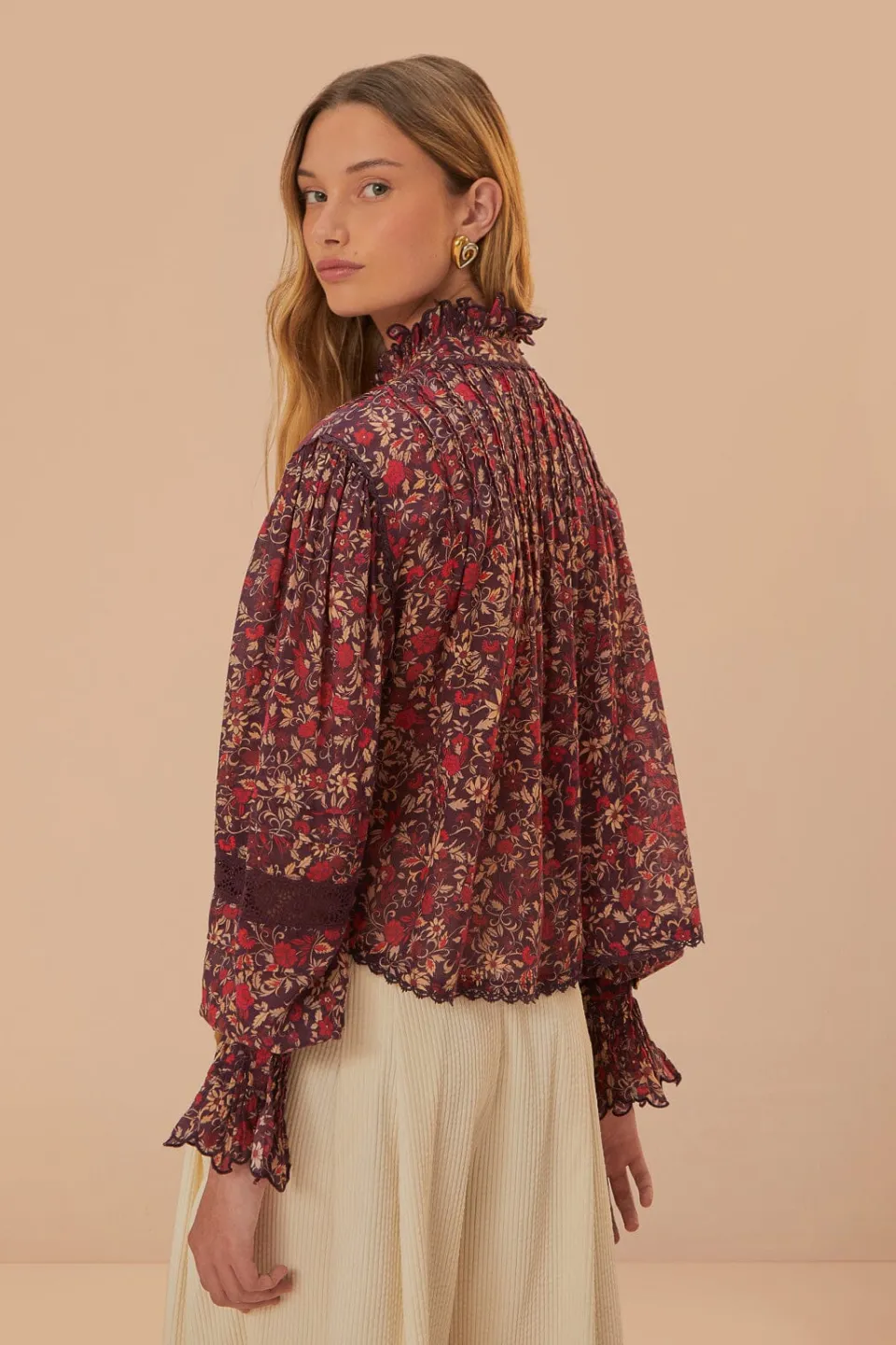 FARM Rio Purple Chelsea Garden Long Sleeve Blouse Best