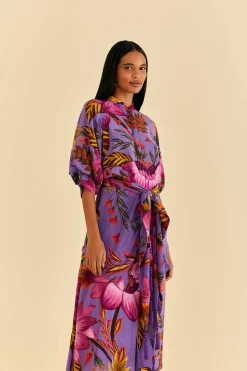 FARM Rio Purple Maxi Flowers Maxi Dress Clearance