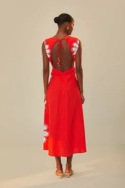 FARM Rio Red Ainika Shell LENZING™ ECOVERO™ Euroflax™ Midi Dress Online