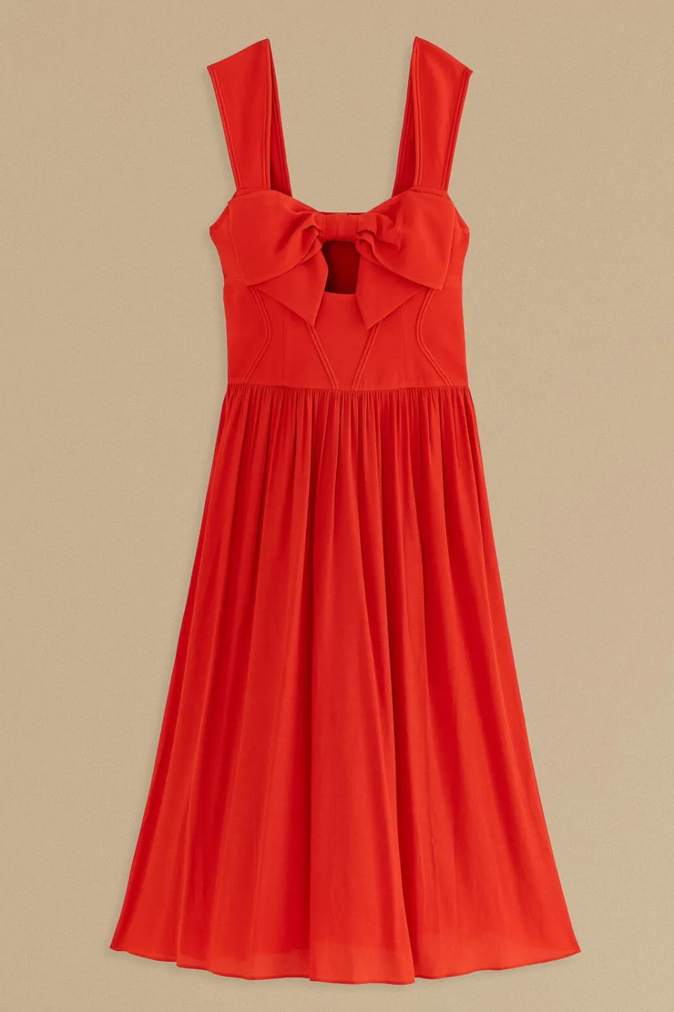 FARM Rio Red Bow Sleeveless Midi Dress Outlet