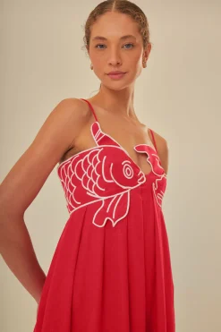 FARM Rio Red Fish Top Maxi Dress